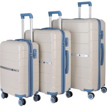 Mçs Unisex Polipropilen Lüx ve Hafif 4 Çift Tekerli 360C° Dönebilir Kırılmaz 3'lü Valiz Seti