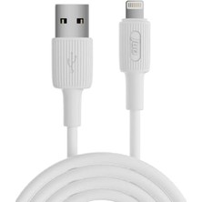 Adoz Shopping 12W 2.4A Usb-A To Lightning iPad ile Uyumlu Silikon Hızlı Şarj ve Data Kablosu Beyaz 1 Metre