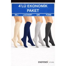 NF ND ENEFENDİ 4 Çift Anne Çorabı ✦ Dizaltı ✦ Kalın Likralı Yünlü ✦ Lacivert Füme Gri Bej ✦ 36-40 Rahat Çorap