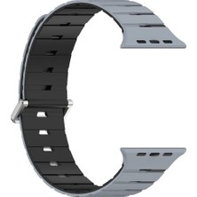 Alstrap Apple Watch 11-10 (46MM) 9 8 7 (45MM) 6 5 4 Se (44MM) Uyumlu Manyetik Silikon Kordon Çift Renk