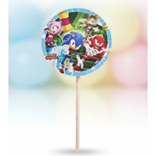 Umamiçe Sonic Temalı Kürdan Cupcake Süsleme Pasta Süsü 16 Adet