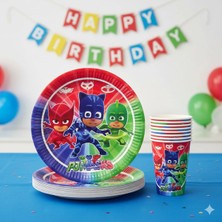 Umamiçe Pijamaskeliler Temalı Tabak ve Bardak 8'li Set