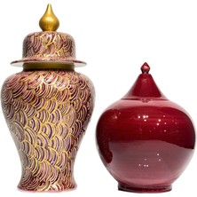 Lara Decor Fırça Izli Bordo Zebra 2'li Küp Seti