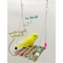 Calperia Doğal Ahşap Zilli Boncuklu Kuş Salıncağı - Süpriz Hediye