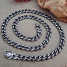 Bir Gümüş Aşkı 925 Ayar Gümüş Özel Kutu Kilitli Üzeri Desenli Gurmet Model Erkek Kolye 8.5 mm