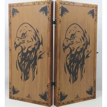 Simya Oyun Aletleri Kartal Baş Temalı Ceviz Kaplama Büyük Boy Tavla 50x50 cm