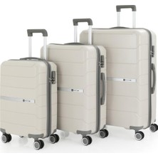 Mçs Unisex Polipropilen Lüx ve Hafif 4 Çift Tekerli 360C° Dönebilir Kırılmaz 3'lü Valiz Seti