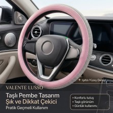 Valente Lusso Geçmeli Direksiyon Kılıfı Crystal-Line Serisi Parlak Taşlı - Perfore Deri & Işıltılı Tasarım (6 Renk)