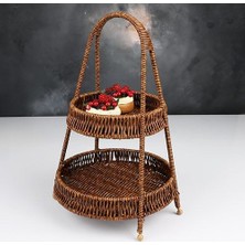 Adoz Shopping Kosova Wicker Serisi Hasır Örme 2 Katlı Sunumluk