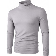 Ghassy Co. Erkek Balıkçı Yaka Pamuklu Likralı Vücuda Oturan Uzun Kollu Slim Fit Günlük Tişört