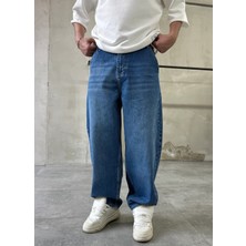 Difransel Jeans Yıkamalı Skarter Mavi Baggy Jean