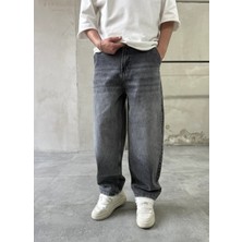 Difransel Jeans Yıkamalı Skater Gri Baggy Jean