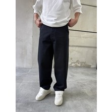 Difransel Jeans Yıkamalı Skater Siyah Baggy Jean