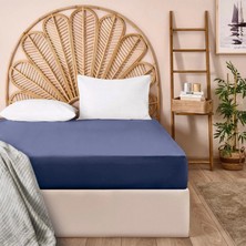 Evidea Soft Basic Çift Kişilik Düz Kenar Saten Çarşaf - Lacivert - 240X260 cm