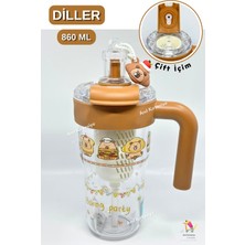 Vagonlife Diller Figürlü 860ML Kulplu Süzgeçli Matara