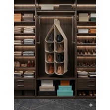 House & More 6 Gözlü Askılı El Çantası Düzenleyici Organizer - Toz Koruyucu Dolap Içi Çanta Asıcı (Gri, Lacivert, Krem)