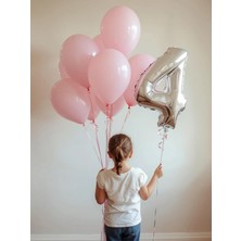 Umamiçe 4 Rakam Balon Seti – 40 Inç (100 Cm) Folyo Balon + 10 Adet Metalik Pembe Balon