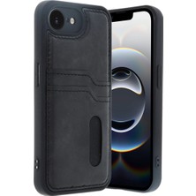 Decostyle  Iphone 16E Kılıf Sara Kartvizitli Deri Kılıf - Siyah