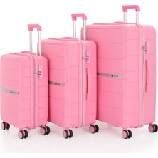 Mçs Unisex Polipropilen Lüx ve Hafif 4 Çift Tekerli 360C° Dönebilir Kırılmaz 3'lü Valiz Seti