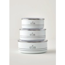 Bella Maison My Kitchen 3'lü Emaye Saklama Kabı Seti Beyaz