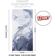 Brano 30X60 cm Kendinden Yapışkanlı Duvar,banyo,tezgah Arası Kaplama Gri-Mavi Mermer 12 Adet