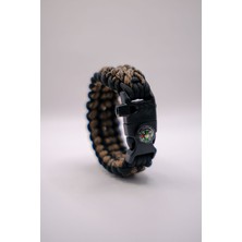 Paracord Bileklik Pusulalı Düdüklü Ateş Başlatıcılı Kahverengi Kamuflaj | Tanto Bushcraft