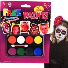 urfakent bilişim ve medya danışmanlık Palyaço Yüz Boyama Seti Fırçalı Makyaj Boyama Seti 8 Renk
