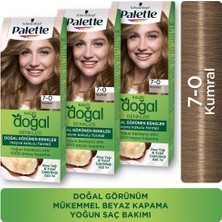 Palette Kalıcı Doğal Renkler 7-0 Kumral Saç Boyası x 3 Doğal İçeriklerle Zenginleştirilmiş Etkili Formül
