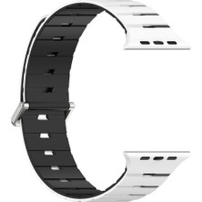 Alstrap Apple Watch 11-10 (46MM) 9 8 7 (45MM) 6 5 4 Se (44MM) Uyumlu Manyetik Silikon Kordon Çift Renk