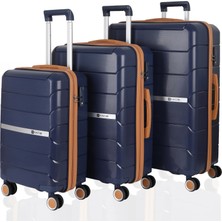 Mçs Unisex Polipropilen Lüx ve Hafif 4 Çift Tekerli 360C° Dönebilir Kırılmaz 3'lü Valiz Seti