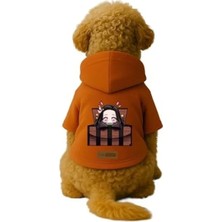 Calperia Baskılı Turuncu Kapüşonlu Köpek ve Kedi Kıyafeti - 2xl