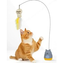 Calperia Yere Yapışkanlı Tüylü Oyun Oltası - Eğlenceli Kedi Oyuncağı