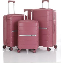 Mçs Unisex Polipropilen Lüx ve Hafif 4 Çift Tekerli 360C° Dönebilir Kırılmaz 3'lü Valiz Seti