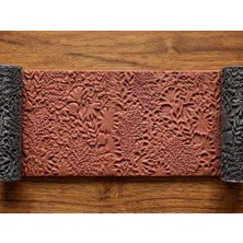 Atölye Dekupaj Model 138 -Zarif Çiçek Deseni Deboss & Emboss İkili Set - Polimer Kil Seramik Çamuru Doku Oklavası