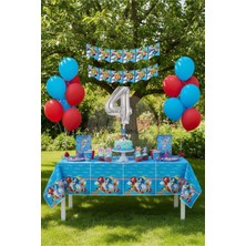 Umamiçe Sonic Temalı 4 Yaş Doğum Günü Parti Seti – Masa Örtüsü + Banner + 4 Rakam Balonu + Balonlar