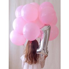 Umamiçe 1 Rakam Balon Seti – 40 Inç (100 Cm) Folyo Balon + 10 Adet Metalik Pembe Balon