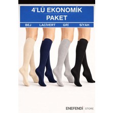 NF ND ENEFENDİ 4 Çift Anne Çorabı ✦ Dizaltı ✦ Kalın Likralı Yünlü ✦ Siyah Lacivert Gri Bej ✦ 36-40 Rahat Çorap