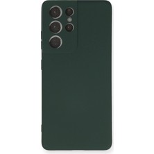 WebMediCode  Galaxy S21 Ultra Kılıf Nano Içi Kadife  - Koyu Yeşil