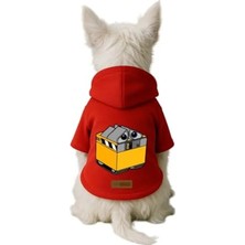 Calperia Baskılı Gri Kapüşonlu Köpek ve Kedi Kıyafeti - Xs