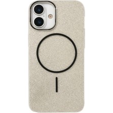 Fenza iPhone 16 Uyumlu Telefon Kılıfı Magsafe Wireless Şarj Özellikli Simli Beyaz Renkli