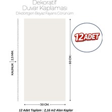 Brano 30X60 cm Kendinden Yapışkanlı Duvar,banyo,tezgah Arası Kaplama Kırık Beyaz 12 Adet