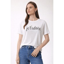 Fashion Friends Dökümlü Baskılı Bisiklet Yaka Bluz Bayan Bluz 26Y0190K1
