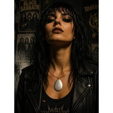 Vintage Takı Vintage Gümüş Kaplama Metal Damla Kolye : Retro Rock Halka Damla Kolye
