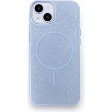 Fenza iPhone 13 Uyumlu Telefon Kılıfı Magsafe Wireless Şarj Özellikli Simli Mavi Renkli