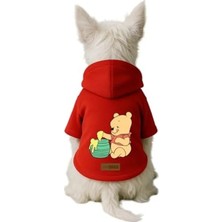 Calperia Baskılı Kırmızı Kapüşonlu Köpek ve Kedi Kıyafeti - L