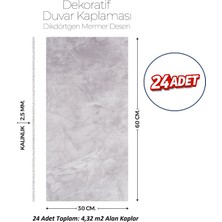 Brano 30X60 cm Kendinden Yapışkanlı Duvar,banyo,tezgah Arası Kaplama Açık Gri-24 Adet