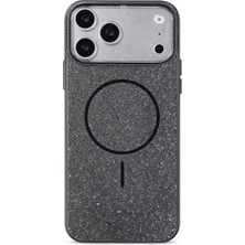 Fenza iPhone 17 Pro Max Uyumlu Telefon Kılıfı Magsafe Wireless Şarj Özellikli Simli Siyah Renkli