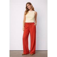 Fashion Friends Pamuk ve Keten Karışımlı Yüksek Bel Pantolon Bayan Pantolon 26Y0608K1