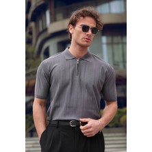 Aziso Erkek Polo Yaka Yarım Fermuarlı T-Shirt