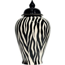 Lara Decor Siyah Beyaz Zebra Seramik Küp 40 cm